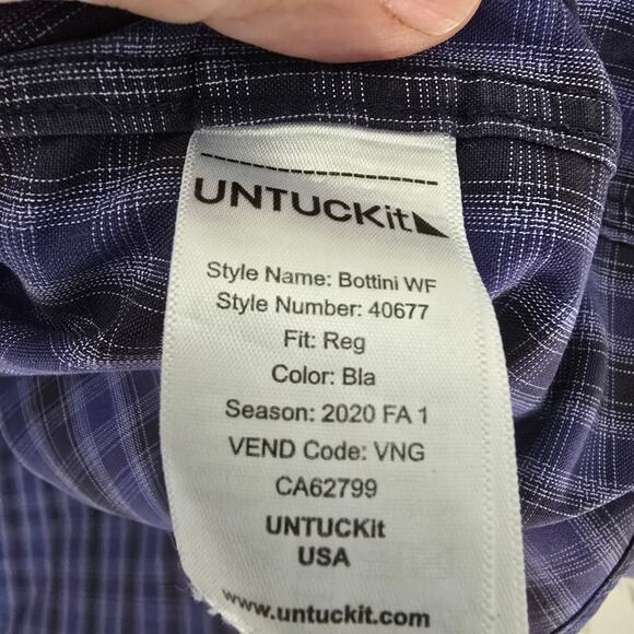 UNTUCKit Shirt Mens 3XL Purple Plaid Check Wrinkle Free Button Up Long Sleeve - Picture 6 of 7